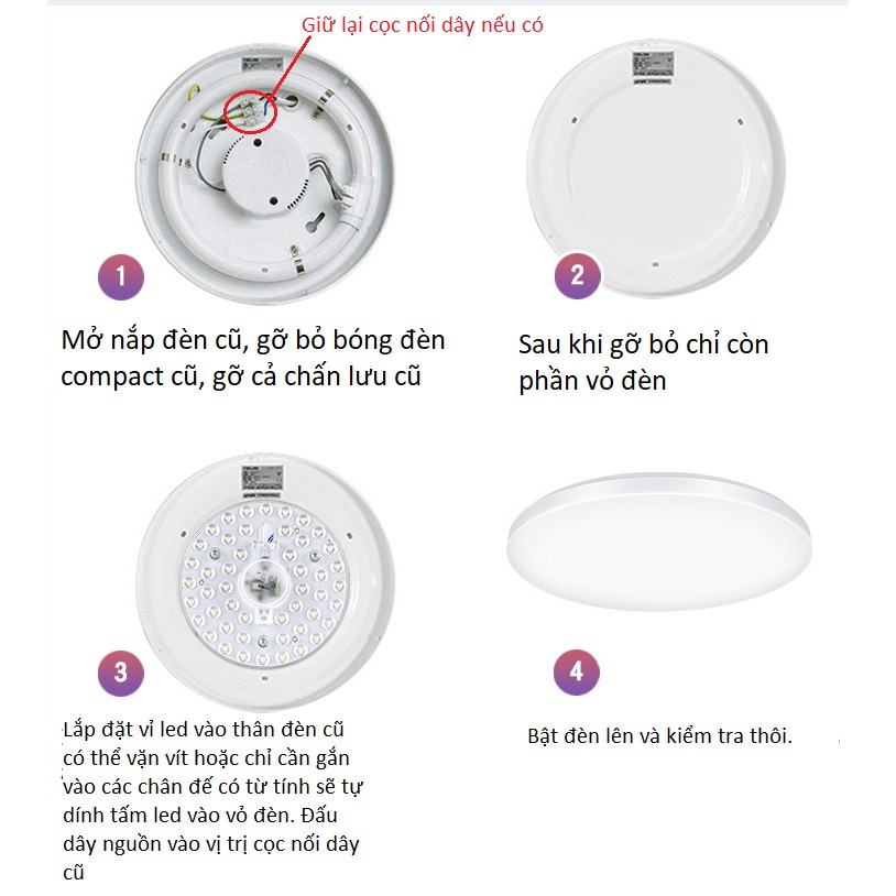 Vỉ Led ốp Trần, Quạt Trần Thay Thế Cho Bóng Đèn Sợi Đốt Và Bóng Compact Tiện Dụng 24w- 36w