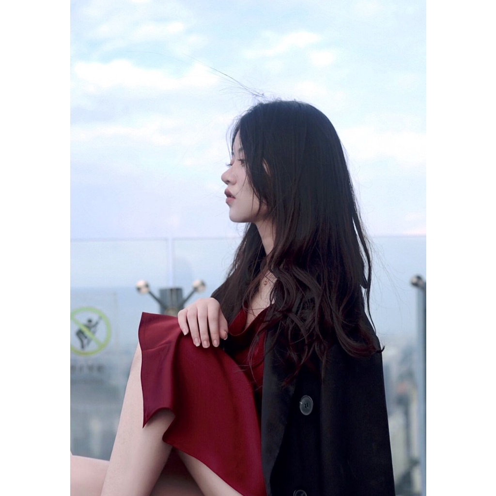 Đầm Dự Tiệc Đỏ Hai Dây Dáng Ôm Sexy Đầm Sang Trọng Váy Dài Xẻ Tà Tiểu Thư Phong Cách Pháp