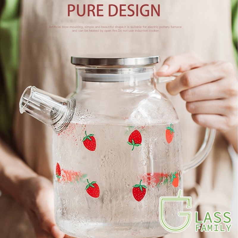 Ấm Thủy Tinh Pha Trà/Cà Phê Dung Tích Lớn Có Nắp Lọc Và Bộ Lọc Bằng Thép Không Gỉ 1L/1.8L