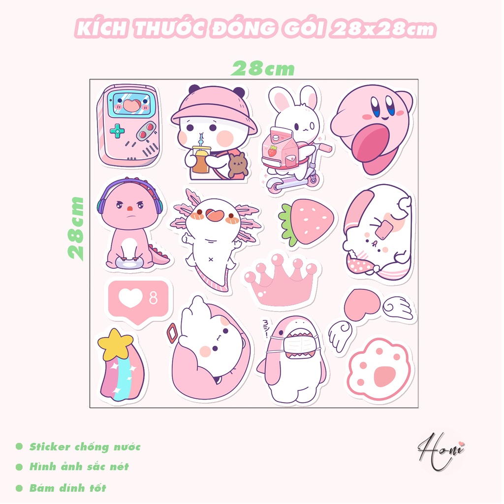 Sticker Pink Dễ Thương, Stickers, Dán Vali, Dán Laptop, Dán Đàn Ghita, Ukulele