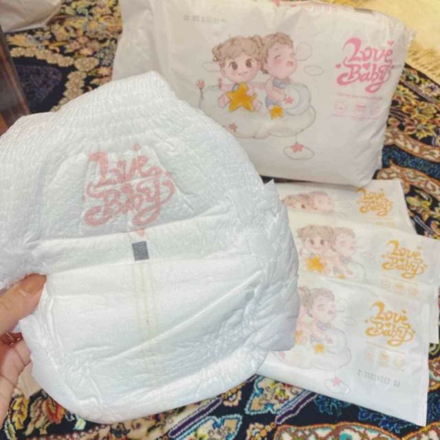 Combo 2 bịch bỉm Lovebaby quần XL (76 miếng)12-17kg kèm quà tặng( khăn vải khô đa năng)