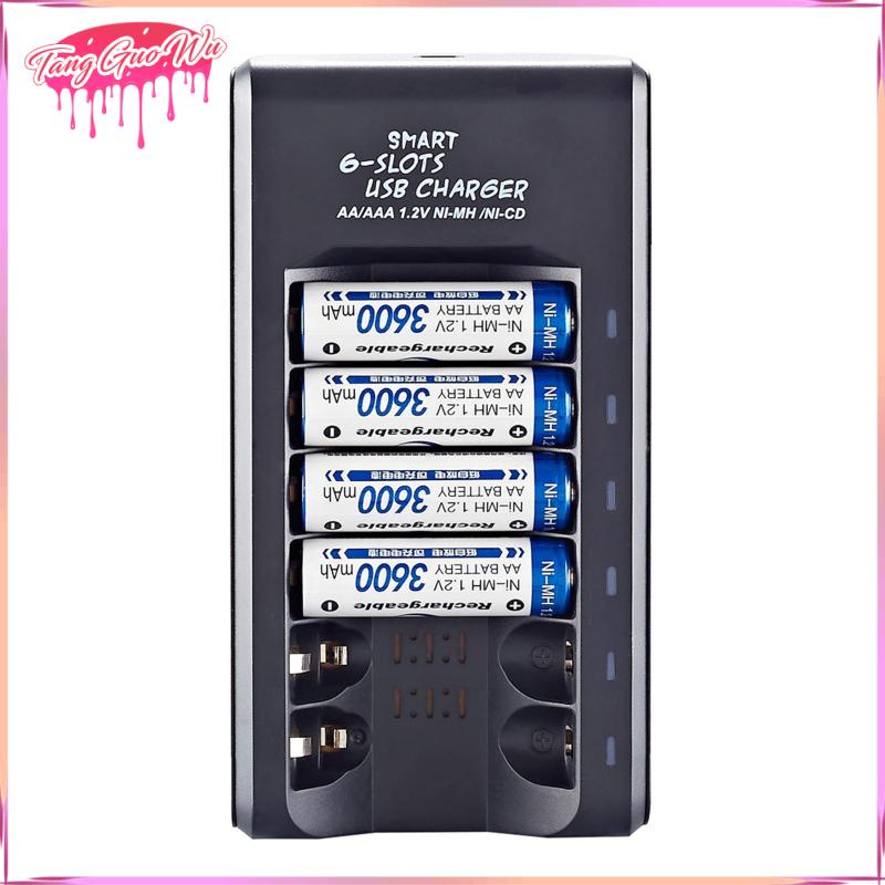 Bộ Sạc Pin AA / AAA 6 Ngăn Tự Động Bảo Vệ Cho Pin LI-Ion