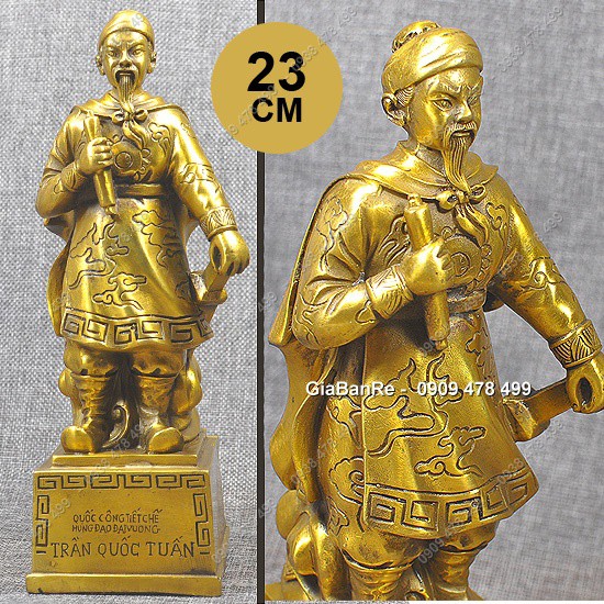 Tượng Đồng Giả Cổ Đức Thánh Trần Hưng Đạo - Trần Quốc Tuấn Cao 23cm - 6919