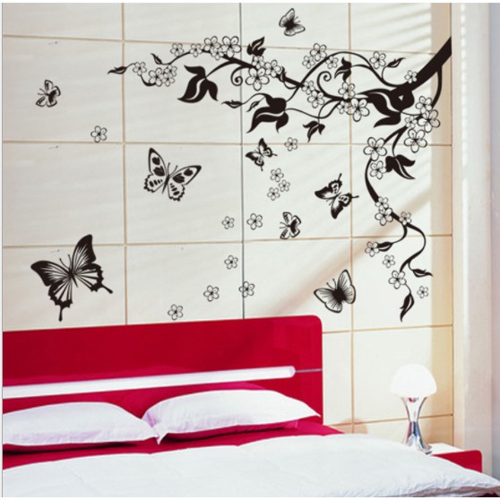 Decal trang trí tường những nét hoa văn đen