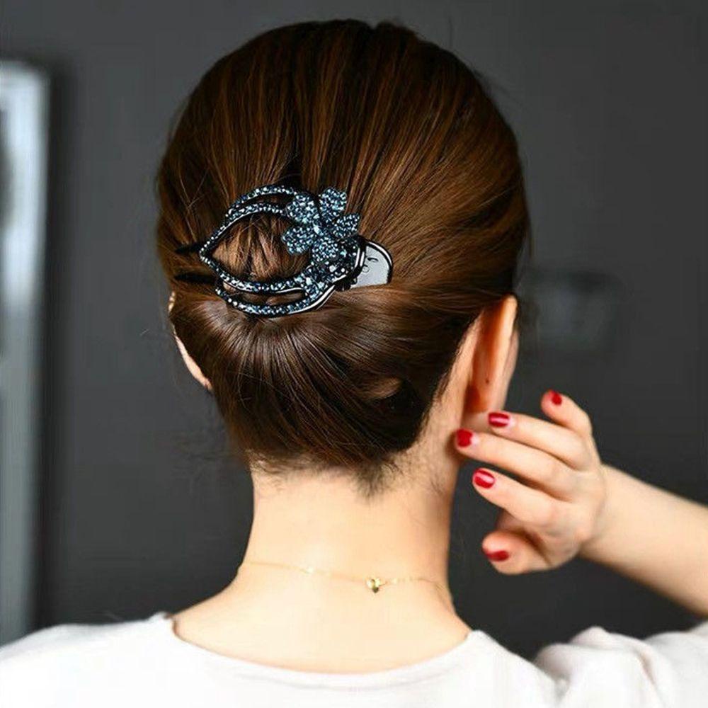 Kẹp Tóc Hình Hoa / Trái Tim Đính Đá Lấp Lánh Linh Hoạt