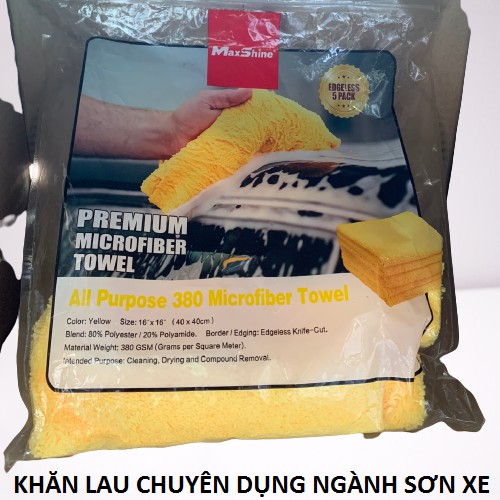 Khăn lau xe lau xi đánh bóng chuyên dụng ô tô xe máy MAXSHINE sợi nhỏ 40 x 40 cm