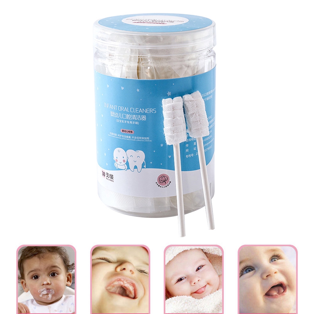 30pcs Baby Tongue Cleaner Disposable Gauze Toothbrush Paper Rod Infant Oral Cleaning Stick Dental Care