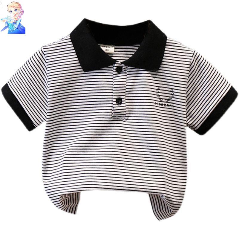 Áo Thun polo Tay Ngắn Cổ Bẻ Chất Liệu Cotton Nguyên Chất Họa Tiết Kẻ Sọc Thời Trang Mùa Hè Hàng Mới Dành Cho Bé Trai 2022