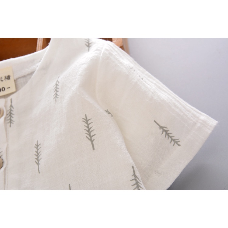 Bộ đồ cộc tay cho bé trai họa tiết lá thông CTF040 - Màu: Trắng