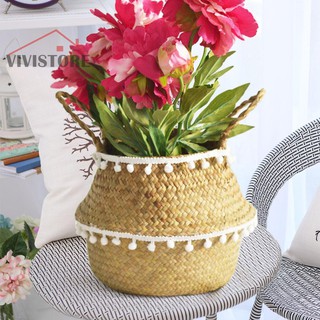 Giỏ mây đan trang trí cắm hoa với 2 tay cầm tiện lợi