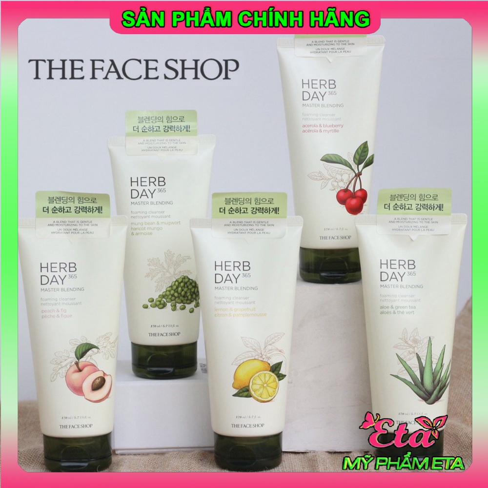Sữa rửa mặt The Face Shop Herb Day 365 Cleansing Foam TFS cho làn da sáng và mịn màng 170ml