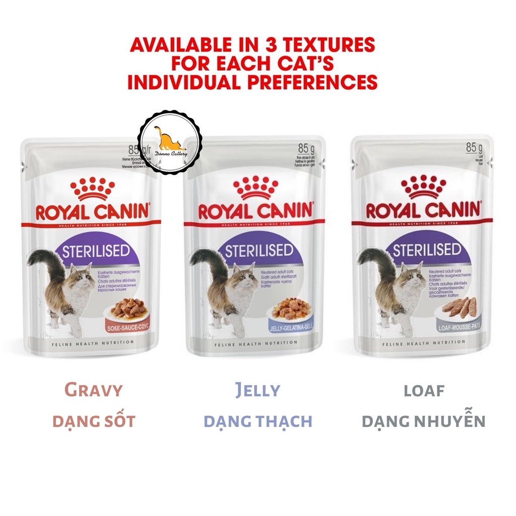 PATE ROYAL CANIN STERILISED CHO MÈO TRIỆT SẢN GRAVY JELLY LOAF GÓI 85g