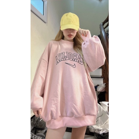 Áo nỉ cổ tròn in logo/chữ màu pastel (annstore_ảnh thật)