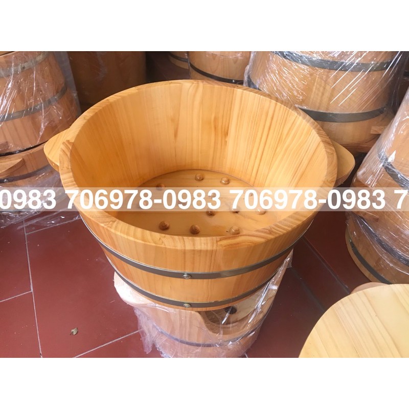 Chậu gỗ ngâm chân có hạt gỗ nhập l1