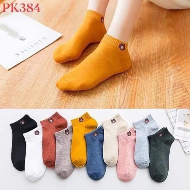 2 đôi tất gấu siêu xinh ngắn cổ cute loại đẹp phong cách hàn quốc