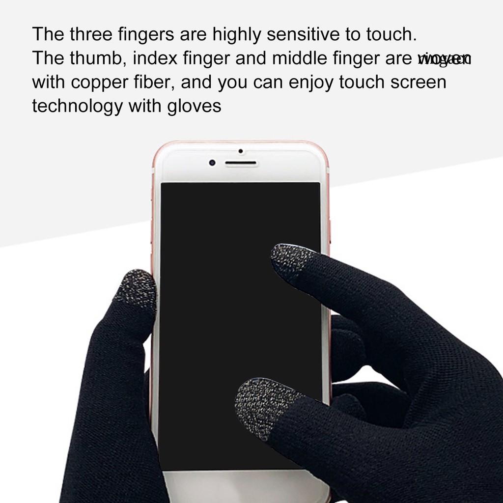 1 Cặp Găng Tay Chơi Game Ba Ngón Chống Mồ Hôi Giữ Ấm Cho Điện Thoại