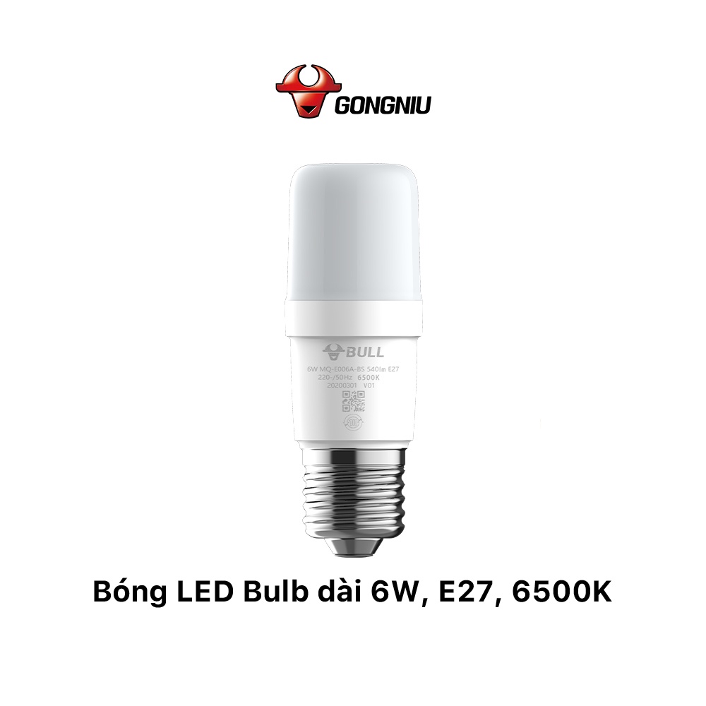 Bóng đèn LED Bulb Gongniu 6W E27 - MQ-E006A- BS 6500K - Tiết Kiệm Điện - Chống Nhấp Nháy - Hiệu Suất Cao - Chính Hãng