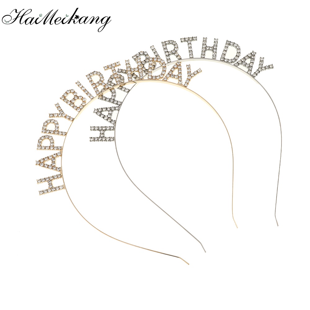 Băng đô Haimeikang họa tiết chữ đính đá phong cách Âu Mỹ cho tiệc sinh nhật