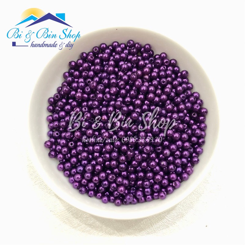 200g Hạt Trai Tròn 4mm Có Lỗ Giữa Đính Kết Trang Phục, Làm Phụ Kiện Thời Trang