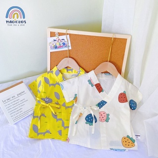 Bộ đồ yukata cho bé trai bé gái sơ sinh Magickids cotton thoáng mát BR21001