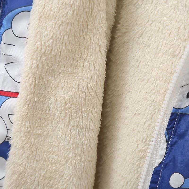 Áo khoác Doraemon xanh có lót lông cho bé trai & bé gái