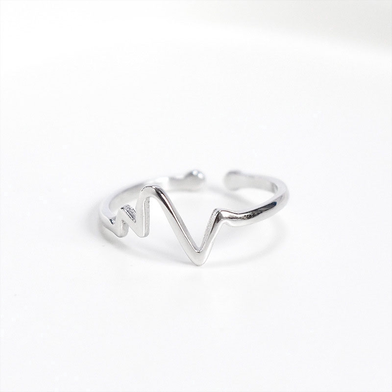 Exquisite Nhẫn mạ bạc hình nhịp tim phong cách Hàn Quốc tùy chỉnh cho nữ