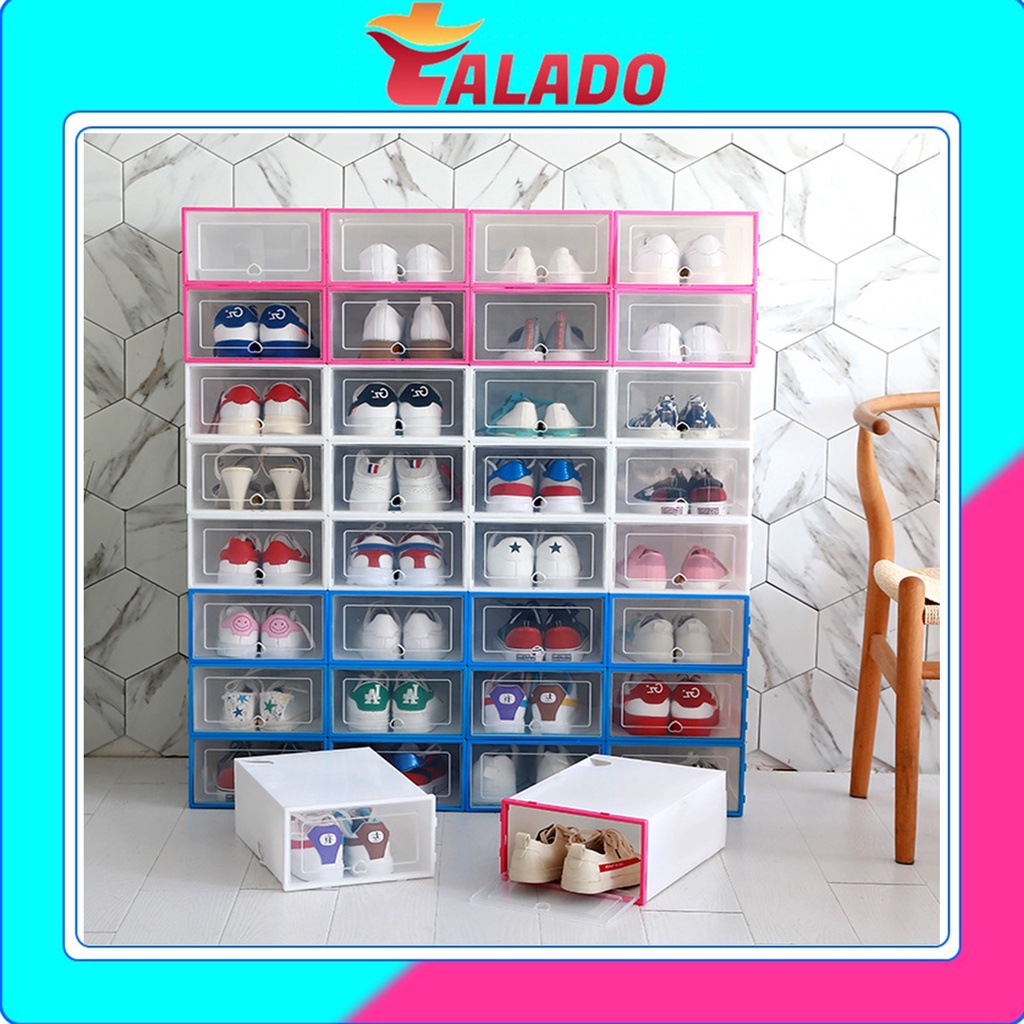Hộp đựng giày nhựa cứng trong suốt dễ lắp rắp size lớn chịu lực tốt gọn nhẹ tiện dụng TALADO