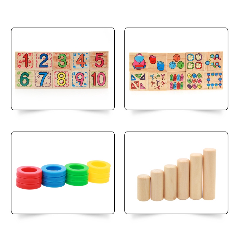 Tài liệu toán học Montessori Đồ chơi giáo dục Bảng gỗ số bảng tròn xếp chồng bảng đếm Đồ chơi khai sáng thú vị
