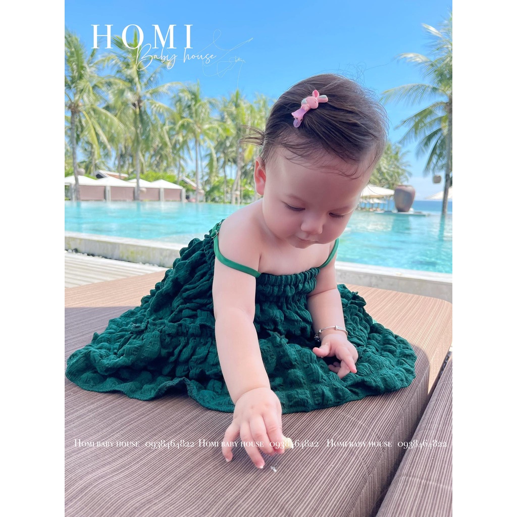 Đầm cho bé bông gòn xanh HOMI BABY HOUSE váy cho bé gái đi chơi dạo phố