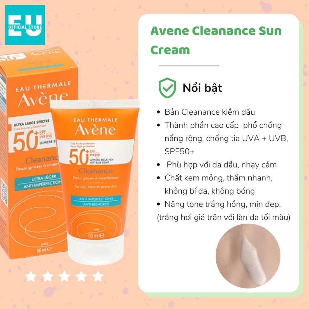 Kem Chống Nắng Avene Dry Touch Fluide /Avene Mattifying Cleanance SPF50+