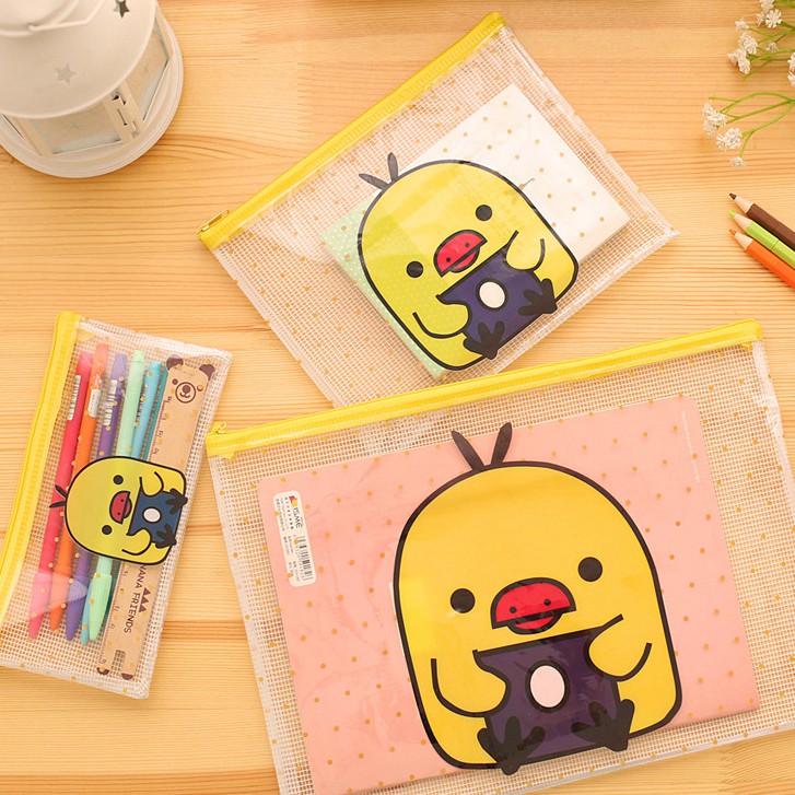 Túi đựng hồ sơ trong suốt in họa tiết hoạt hình dễ thương có khóa kéo tiện dụng | BigBuy360 - bigbuy360.vn