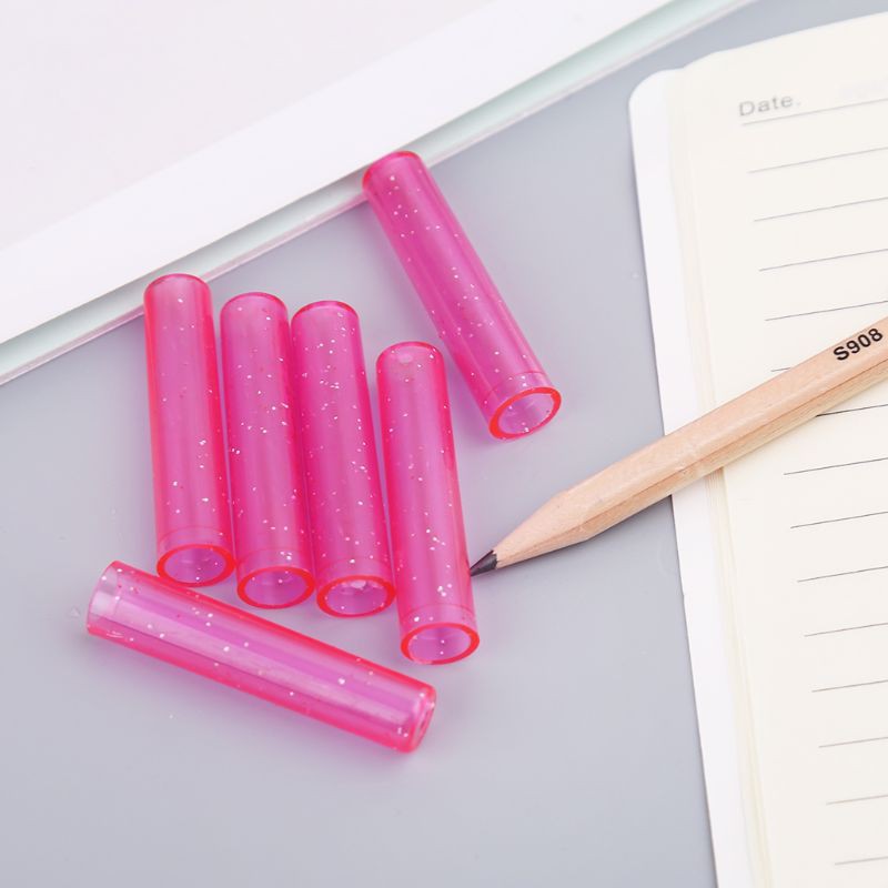 Set 6 nắp nhựa đậy/ kéo dài bút chì dễ thương
