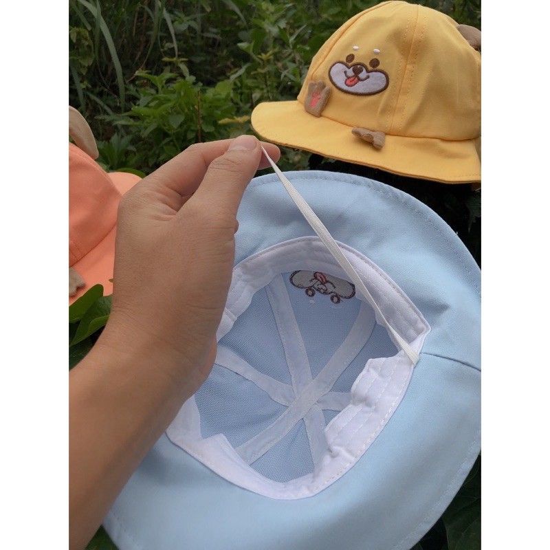 Mũ cún vành tròn có dây cho bé