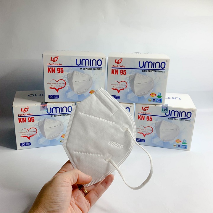 Hộp 100 Chiếc Khẩu trang 5 Lớp KN95 LONG CHÂU UMINO Chống Bụi Mịn Và Kháng Khuẩn Chính Hãng