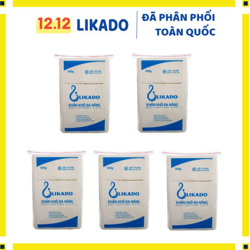 [LIKADO] Khăn giấy khô Likado 300g kích thước 15x20, 270 tờ (combo 5 gói)