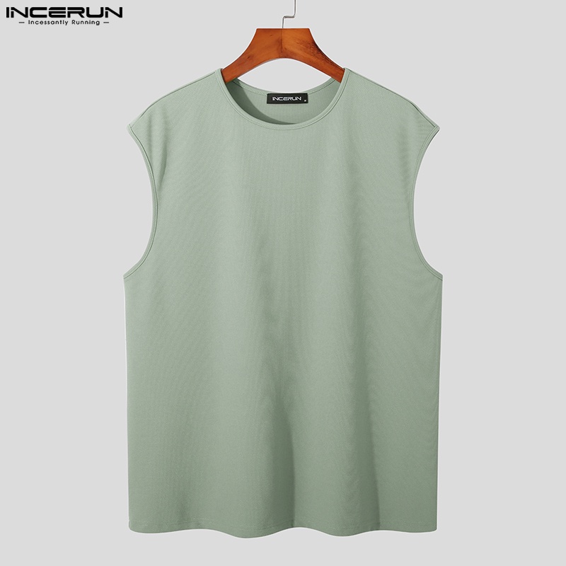 INCERUN Áo Thun Ba Lỗ Màu Sắc Đơn Giản Cho Nam