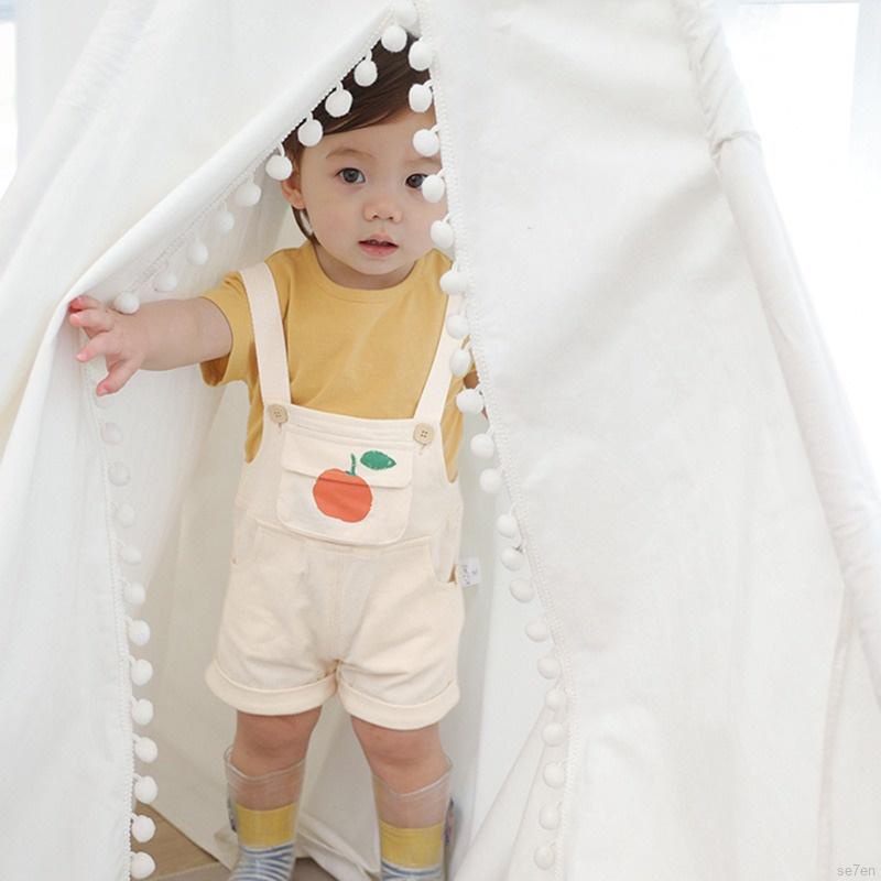 Set áo sơ mi tay ngắn + quần yếm có túi phong cách Hàn Quốc xinh xắn cho bé gái