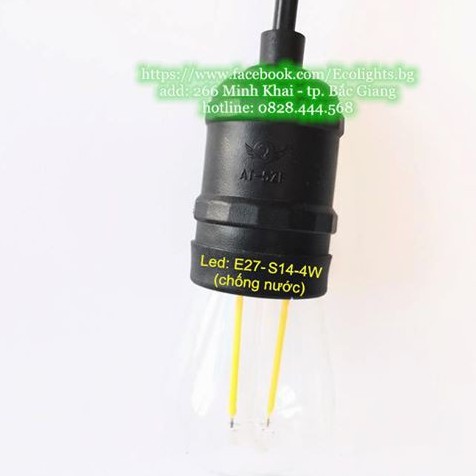 BỘ DÂY ĐUI ĐÈN CHỐNG NƯỚC CAO CẤP 5M-10 ĐUI - E27 (GỒM 10 BÓNG LED EDISON)