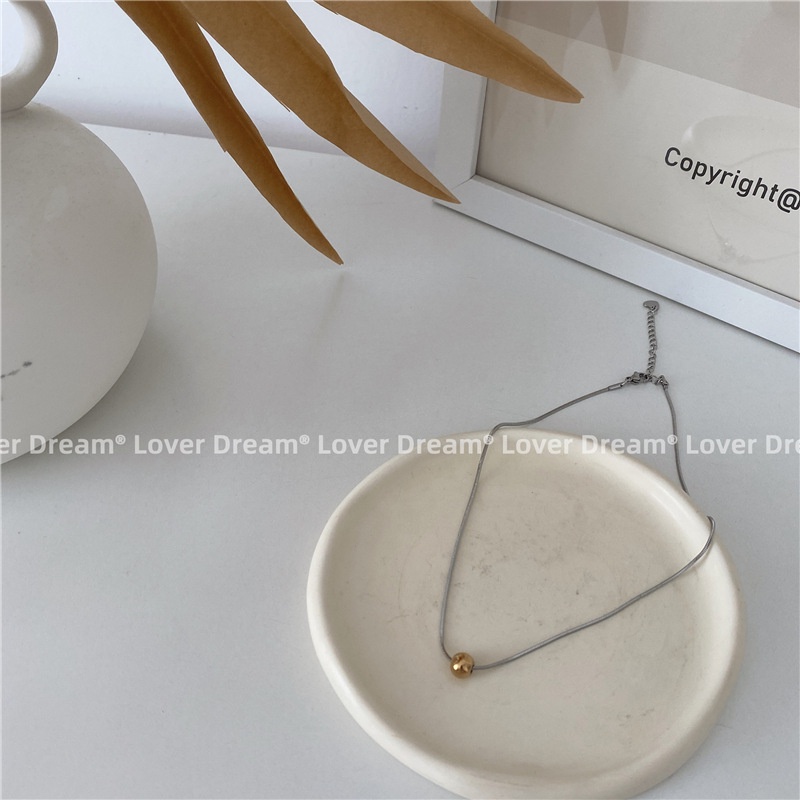 Vòng cổ thép titan mặt tròn màu bạc/vàng phong cách vintage