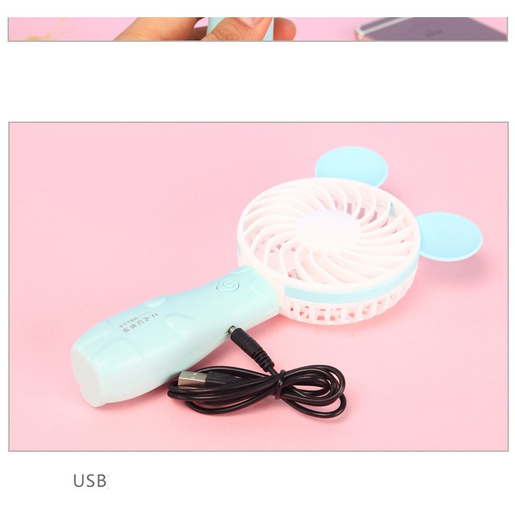 Quạt cầm tay sạc pin usb hình tai thỏ có đèn | BigBuy360 - bigbuy360.vn