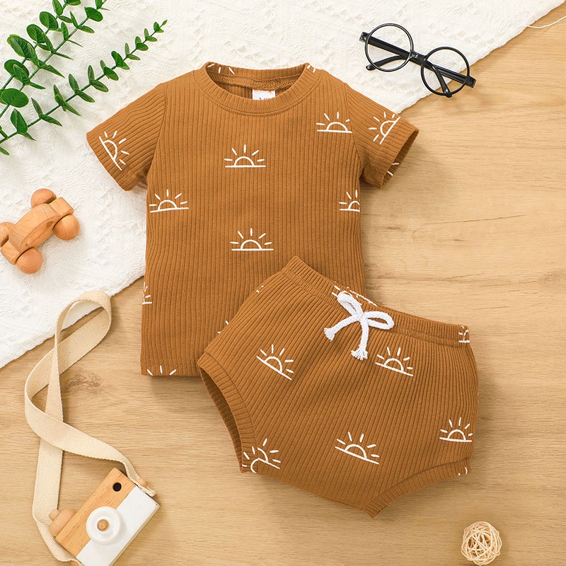 Bộ Đồ Quần Áo Bé Trai Áo Thun Tay Ngắn Và Quần Short Set Mùa Hè Cho Bé Trẻ em Sơ Sinh 0-24 Tháng