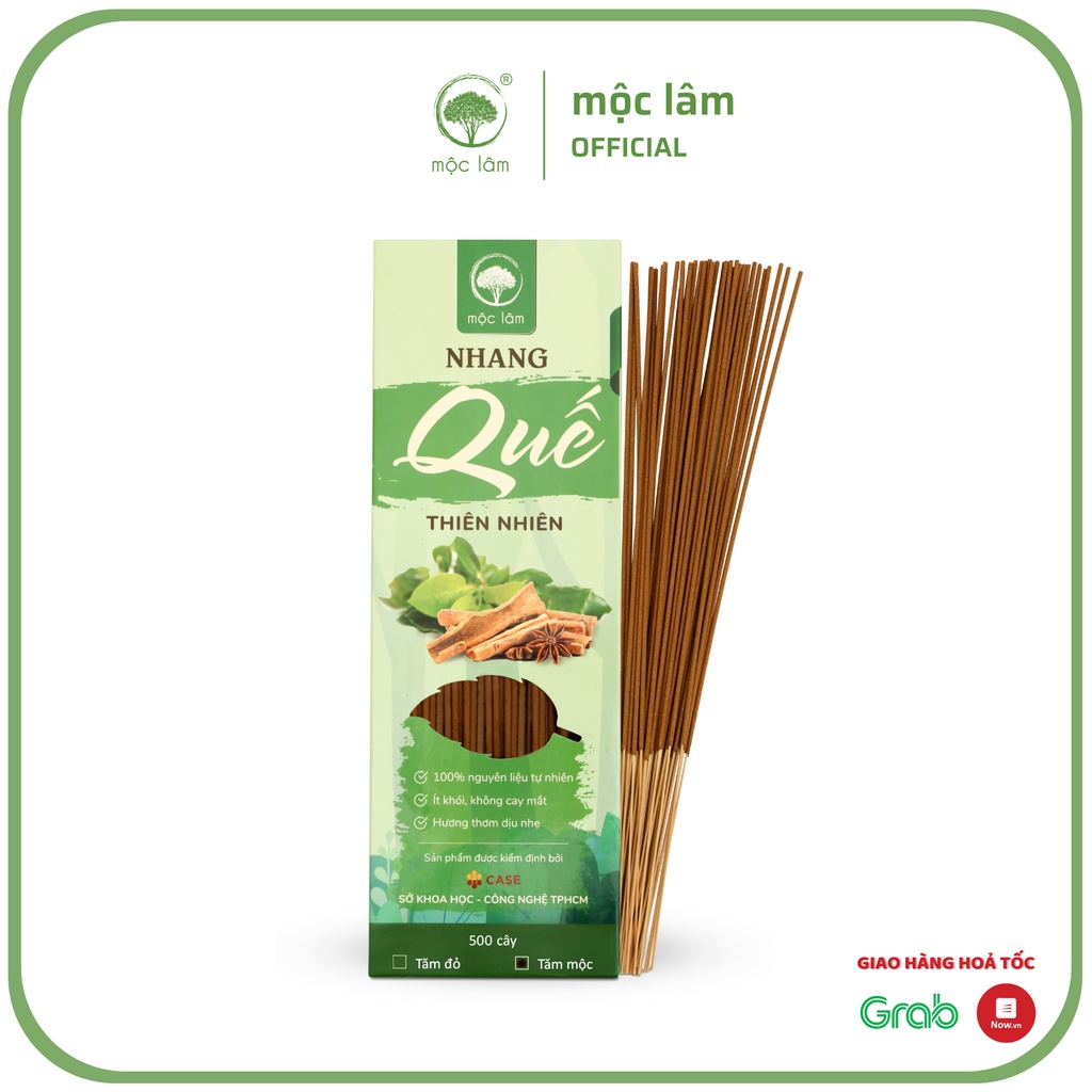 [HỘP 500cây] Nhang Quế Thiên Nhiên MỘC LÂM 29cm, Nhang Sạch, Ít Khói, Hương Thơm Thanh Dịu Tự Nhiên