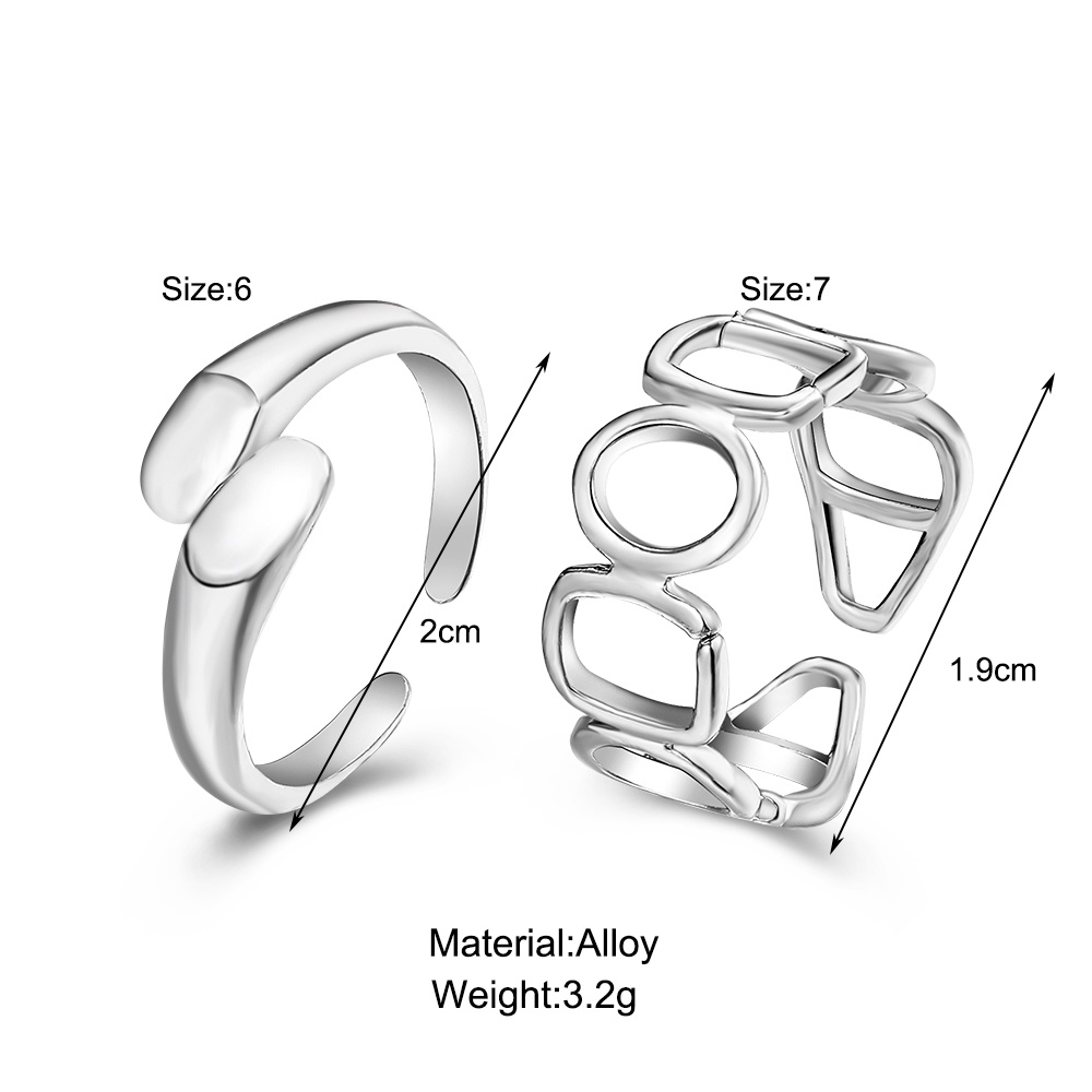 Set 2 nhẫn bạc dạng hở phong cách Hàn Quốc cho nữ