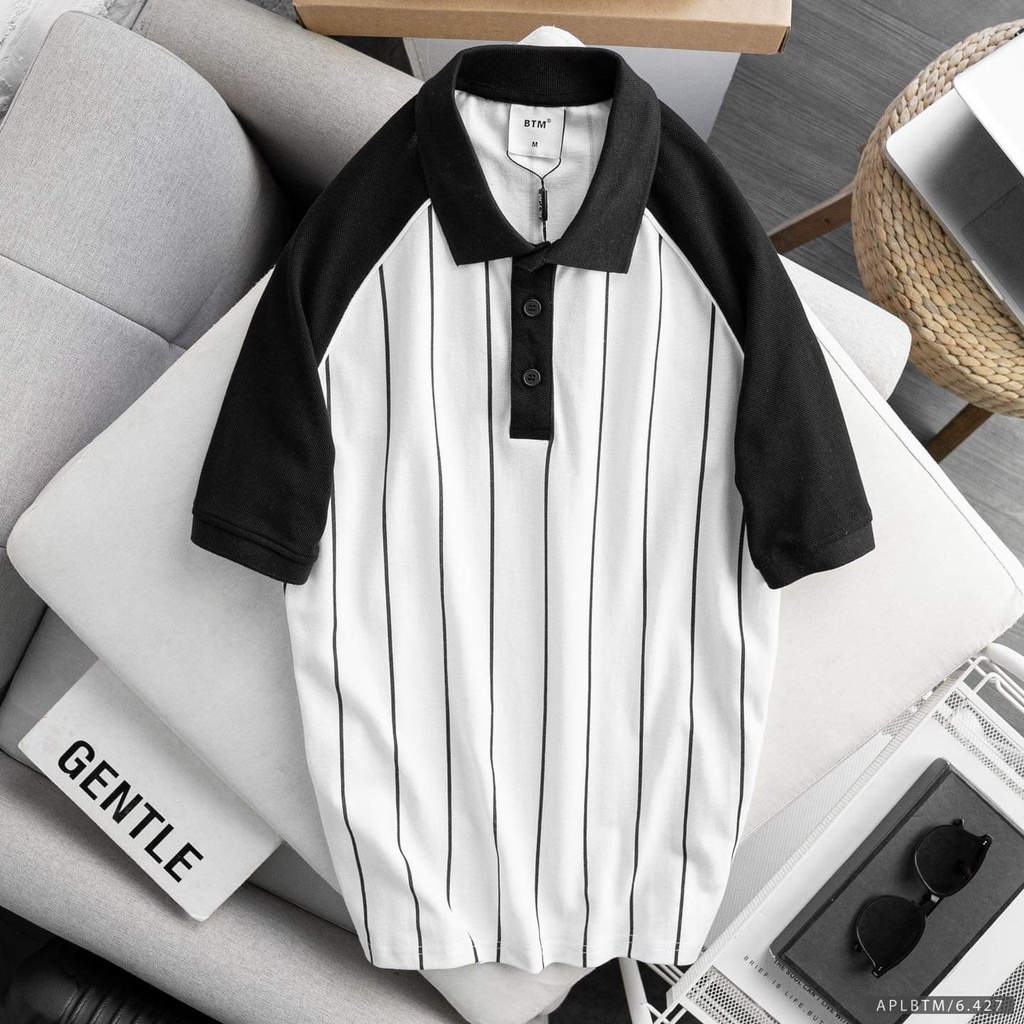 Áo thun polo kẻ sọc trẻ trung, cá tính, chất liệu thun cá sấu siêu mịn mát 9691