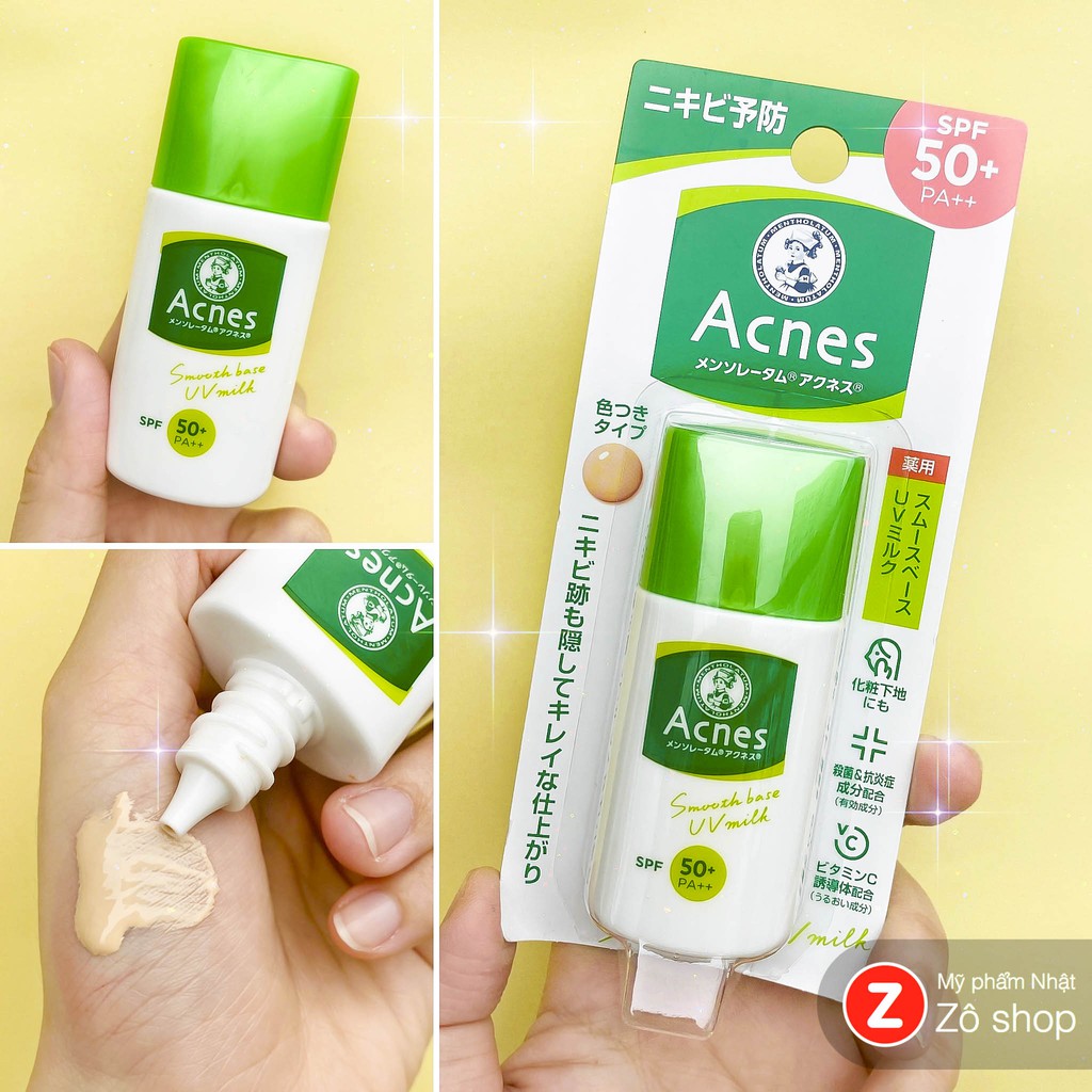 Kem chông nắng Acnes Nhật Bản cho da mụn, kiềm dầu - Acnes UV Tint Milk SPF50+ PA++ (30g)