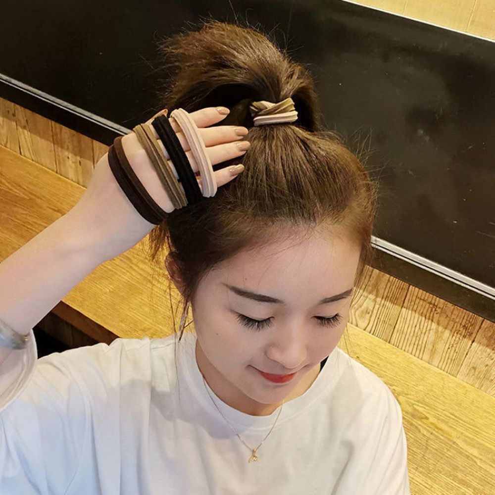 Set 5/20 dây buộc tóc co giãn màu trơn phong cách Hàn Quốc đơn giản cho nữ