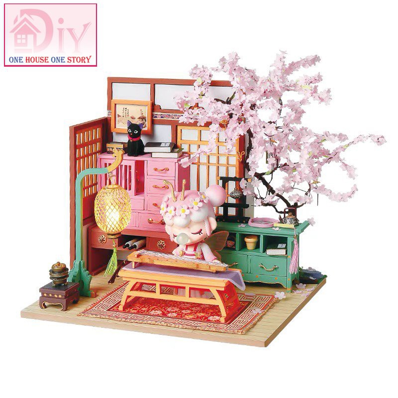 Mô hình nhà búp bê lắp ráp bằng gỗ DIY SAKURA PAVILION - Robotime (Kèm BÚP BÊ NANCI)- Quà tặng sinh nhật