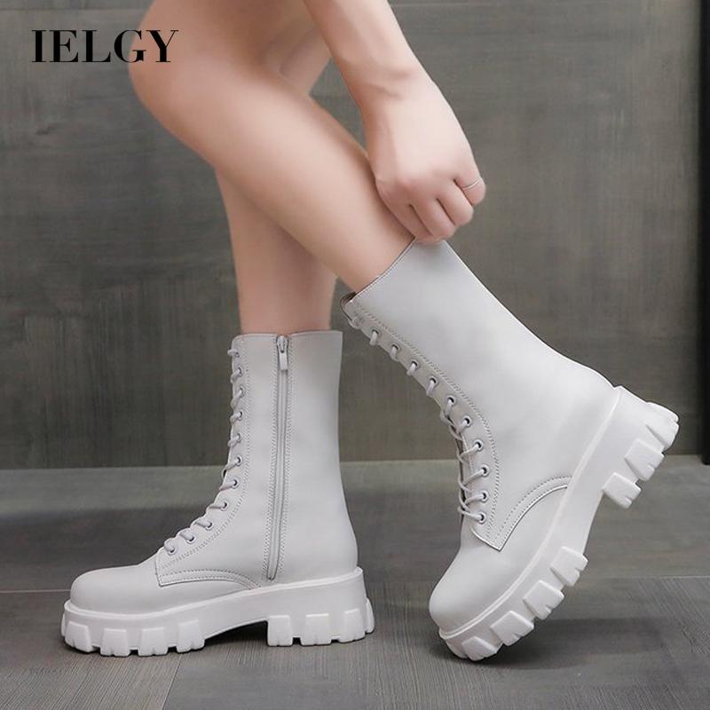 Giày bốt martin IELGY đế dày tăng chiều cao phối khóa kéo thời trang cá tính dành cho nữ