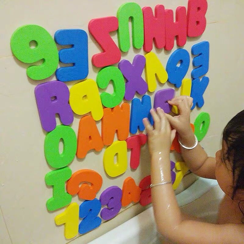 Đồ chơi nhà tắm cho bé - Bộ Chữ và Số Xốp Dán Nhà Tắm 36 chi tiết