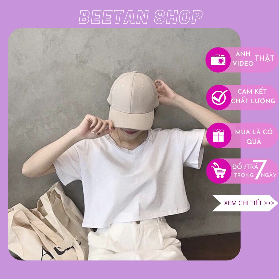 Áo croptop nữ kiểu trơn cổ tim Hàn Quốc - áo croptop form rộng